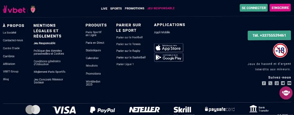 Le téléchargement mobile Vbet casino